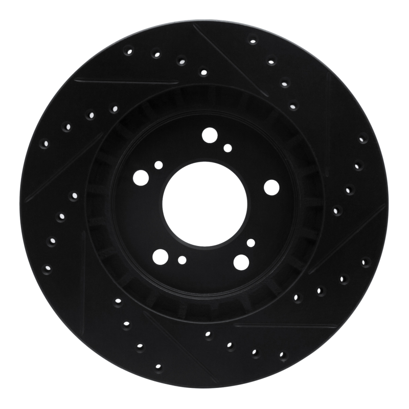 Acura NSX Brake Rotor (1) - Front Left - R1 Concepts - Drilled & Slotted - Black - `97-`05